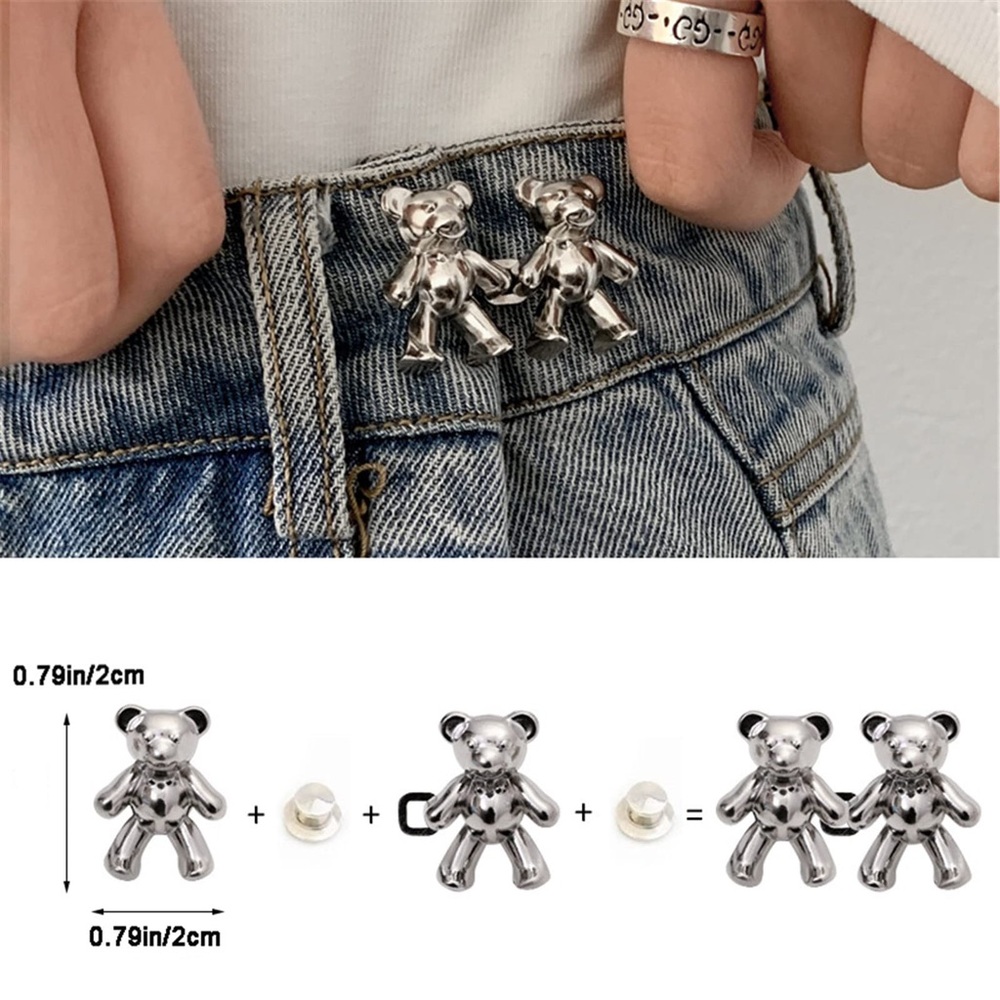 Silver Bear Jean Waist Tightener Resizing Retracting Device Detachable Buckle